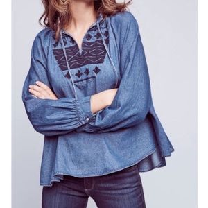 Anthropologie Ne Quittez Pas Hallie Chambray Top